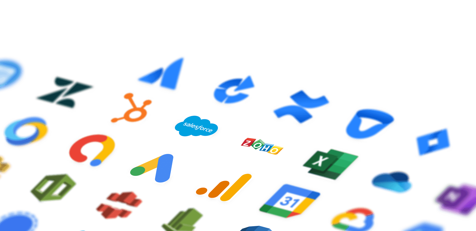 Integration platforms including CRM, ads, and productivity tools